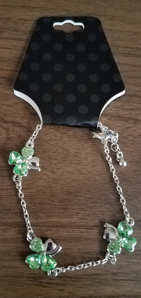 NEW Silver tone 4-Leaf Clover Bracelet